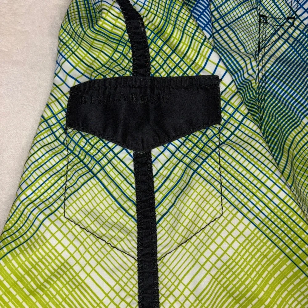 BILLABONG Board Shorts Mens Size 32 Blue‎ Green Plaid M119PGRI Swim Trunks